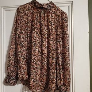 H&M womens black and pink floral blouse
